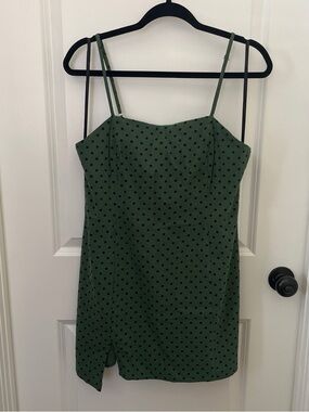 MINKPINK Green Polka Dot Mini Dress with Spaghetti Straps